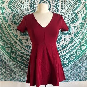 Elegant Red V-Neck Dress
